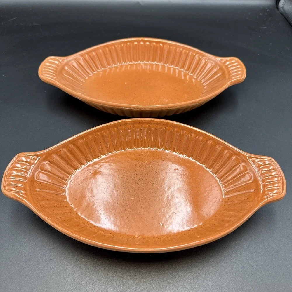 Terracotta Casserole Dish Set Creme Brûlée Bakeware USA Made Baking Quality Made